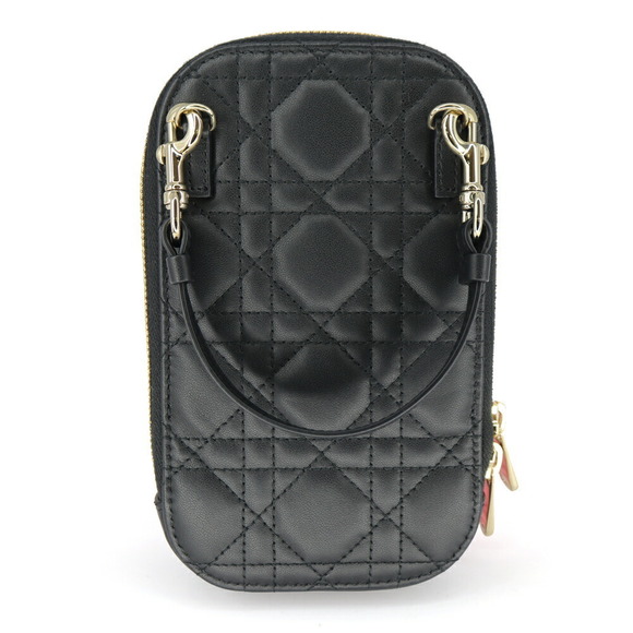 Dior Phone Holder  Lambskin Black Christian - Picture 1 of 16